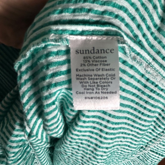 Sundance NWOT Teal Striped Maxi Dress XL Short Sleeve Cottagecore Milkmaid - Picture 7 of 11